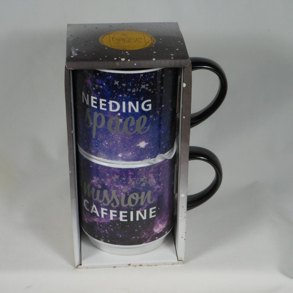 Set of 2 Frankie Grey coffee mugs